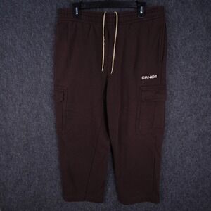 AND1 Cargo Sweatpants Men Large Brown Excellent Fleece Lined Athletic Joggers